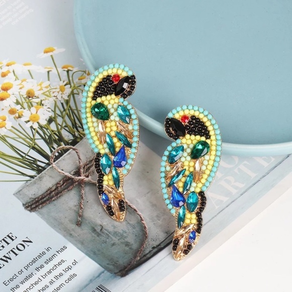 Exotic bird earrings